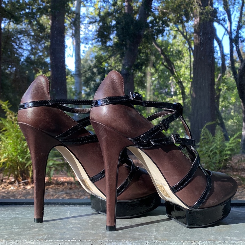 Carvela Strappy Brown and Black Heels
